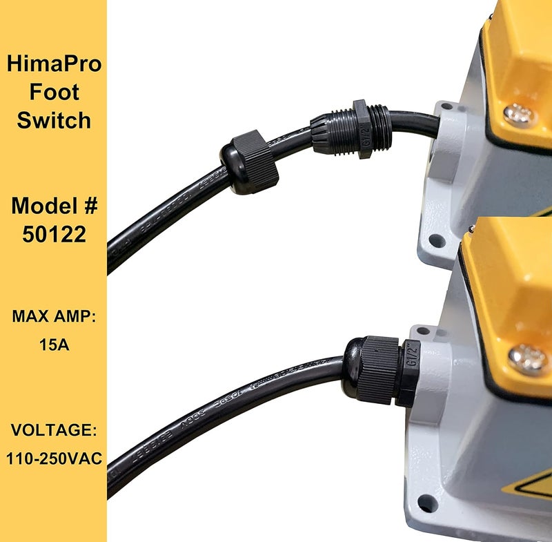 HimaPro Foot Control Switch Pedal ON Off Momentary Switch Deadman Style Aluminum Cast, 15A 110-250 VAC IP65 SPDT NO NC (50122) - Image 2